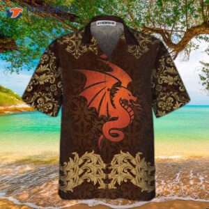 baroque dark brown dragon hawaiian shirt vintage patterned shirt 3