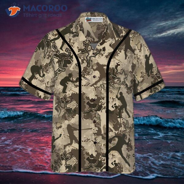 Baseball-camo-pattern Hawaiian Shirt