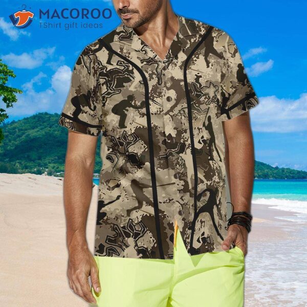 Baseball-camo-pattern Hawaiian Shirt