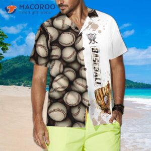 baseball patterned and logoed hawaiian shirt 3