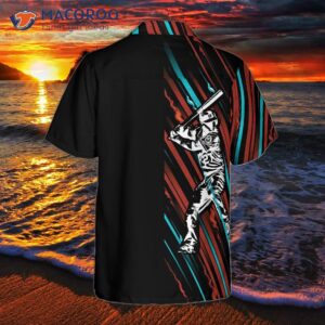 Baseball-style Black And Colorful Hawaiian Shirt