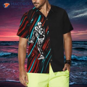 baseball style black and colorful hawaiian shirt 3