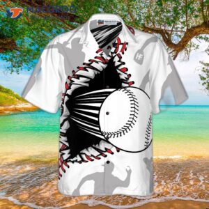 baseball style worn out pattern hawaiian shirt 2