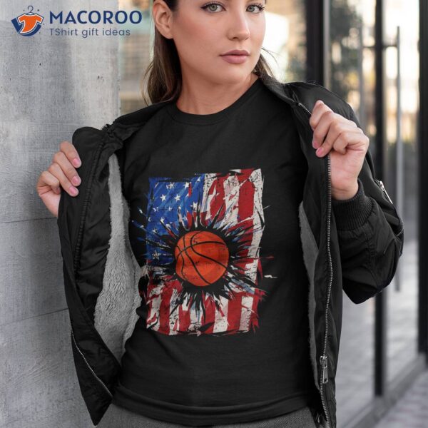 Basketball 4th Of July American Flag Patriotic Boys Usa Shirt