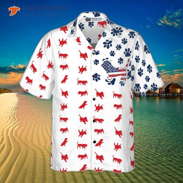 Basset Hound American Flag Hawaiian-style Shirt