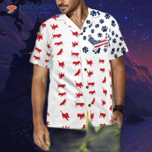 basset hound american flag hawaiian style shirt 3