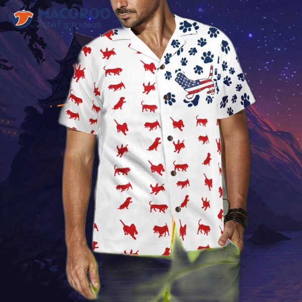 Basset Hound American Flag Hawaiian-style Shirt