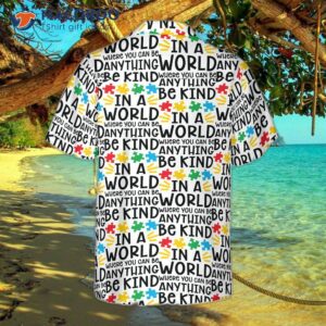 Be Kind; Autism Multicolor Puzzle Hawaiian Shirt.