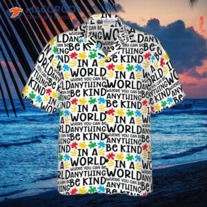 be kind autism multicolor puzzle hawaiian shirt 2