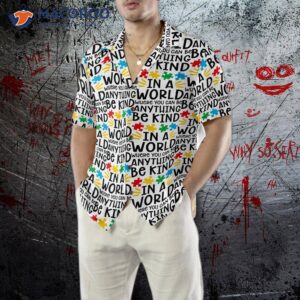 be kind autism multicolor puzzle hawaiian shirt 4