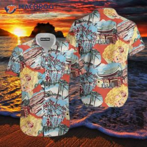 Beach Art Blue And Red Hawaiian Shirts