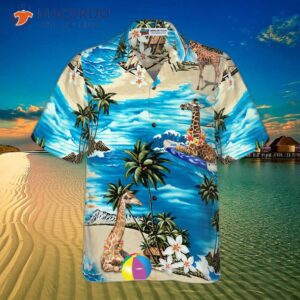 beach hawaii giraffe hawaiian shirt 2