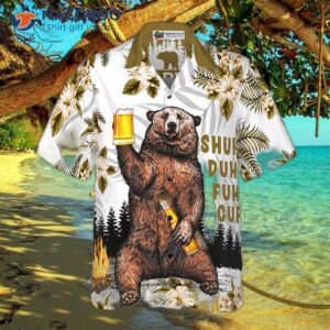 Bear Drinks Beer And Wears A Hawaiian Shirt. 2 bear drinks beer and wears a hawaiian shirt 2