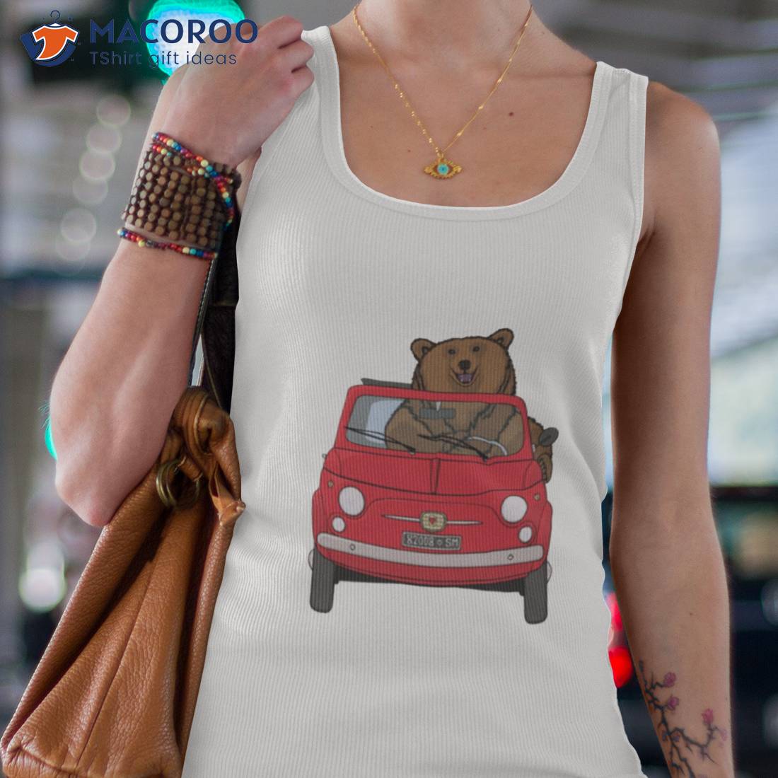 Bear In A Red Fiat 500 Shirt Bear In A Red Fiat 500 Shirt