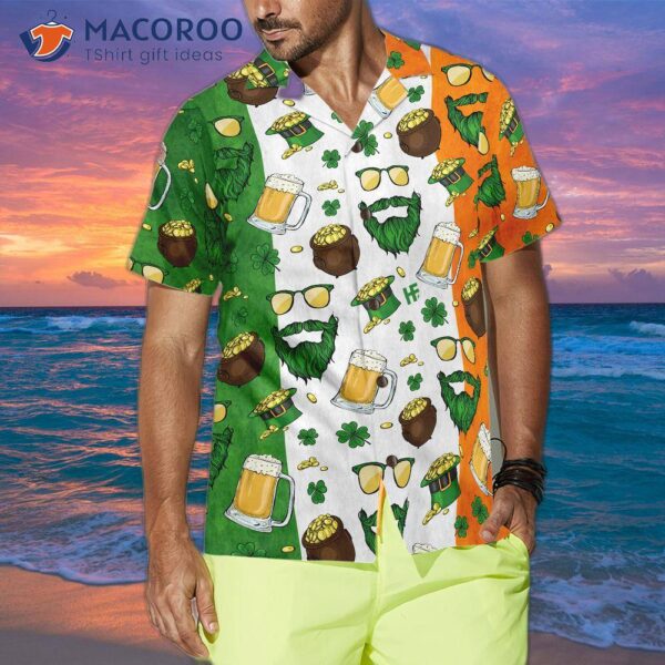 Beard Saint Patrick’s Day Seamless Pattern Hawaiian Shirt
