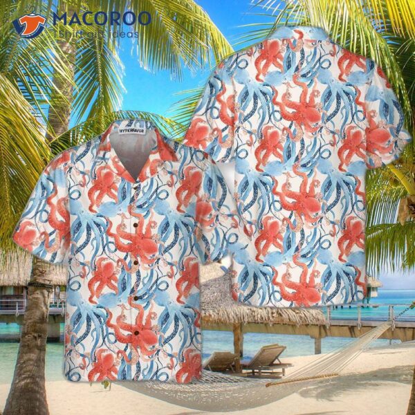 Beautiful Watercolor Octopus Seamless Pattern Hawaiian Shirt, Funny Shirt For And