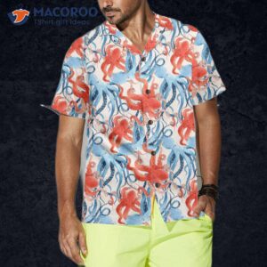 beautiful watercolor octopus seamless pattern hawaiian shirt funny shirt for and 3