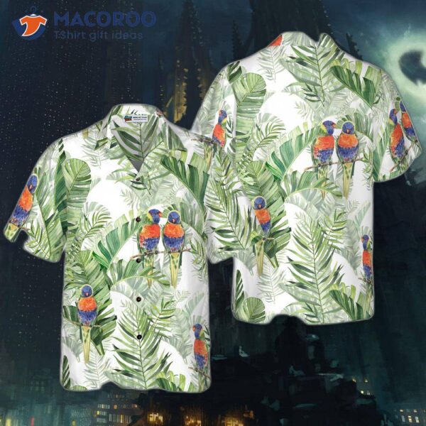 “beautiful Watercolor Parrots Wearing Green Hawaiian Shirts”