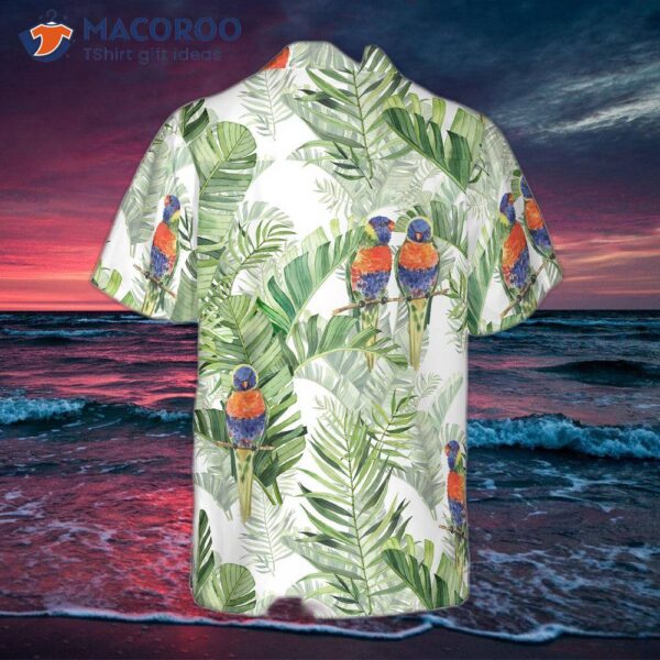 “beautiful Watercolor Parrots Wearing Green Hawaiian Shirts”