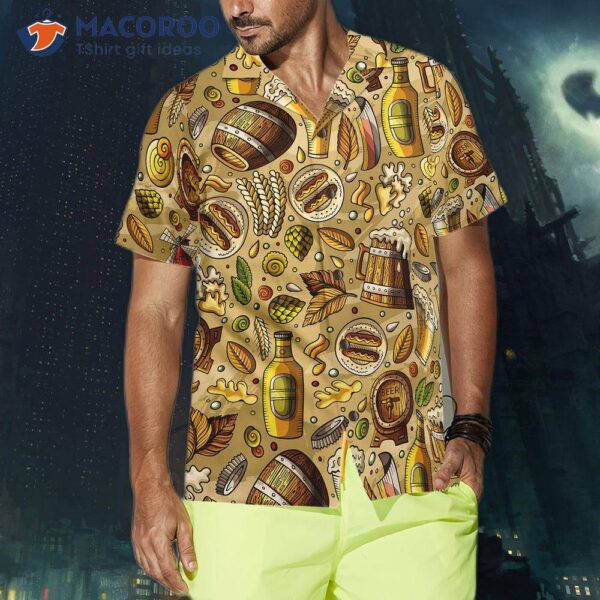 Beer Fest Seamless Pattern Hawaiian Shirt