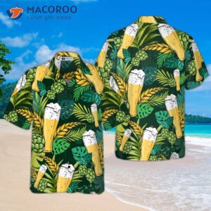 beer hawaiian shirt for lover s aloha shirts green tropical 0