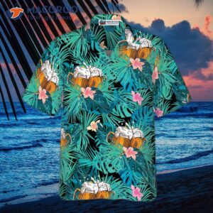 beer themed tropical hawaiian shirt 2