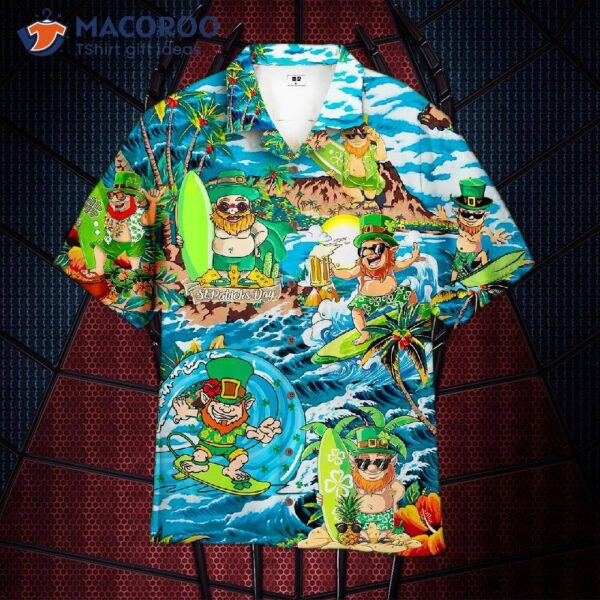 Best Leprechaun Surfing St. Patrick’s Day Green Hawaiian Shirt