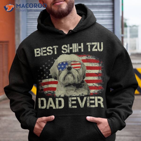 Best Shih Tzu Dad Ever Tshirt Dog Lover American Flag Gift Shirt