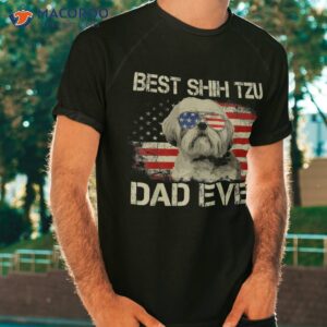 Best Shih Tzu Dad Ever Tshirt Dog Lover American Flag Gift Shirt