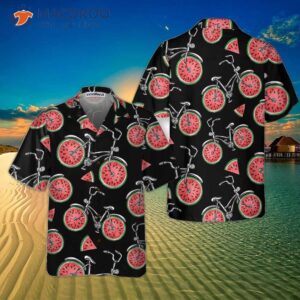 bicycle with watermelon wheels hawaiian shirt funny cycling shirt for and 0