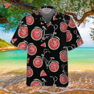 bicycle with watermelon wheels hawaiian shirt funny cycling shirt for and 2