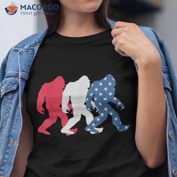 Bigfoot 4th Of July Sasquatch American Flag Patriotic Usa Shirt