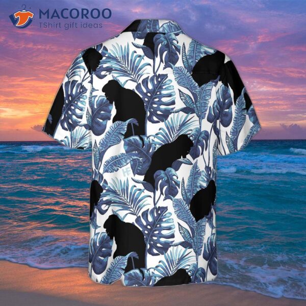 Bigfoot And The Blue Leaves Hawaiian Shirt, White Navy Tropical Floral Shirt For