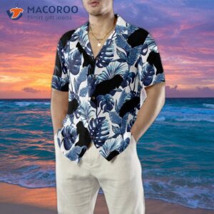 bigfoot and the blue leaves hawaiian shirt white navy tropical floral shirt for 4