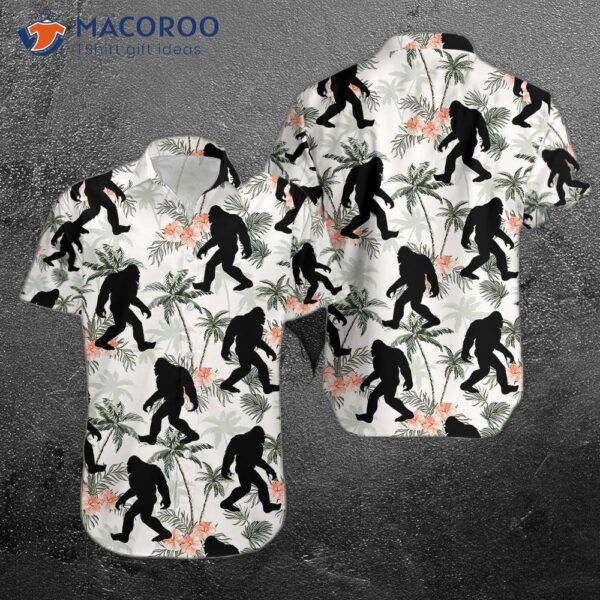 Bigfoot Coconut Tree Tropical Hawaiian Shirts