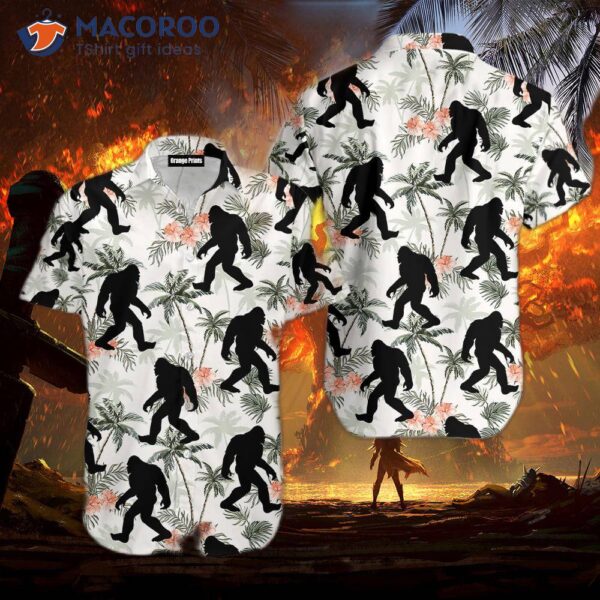 Bigfoot Coconut Tree Tropical Hawaiian Shirts