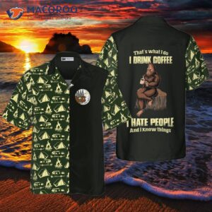 Bigfoot Darryl Drinks Coffee And Hates People. Hawaiian Shirt, Camping Shirt For .