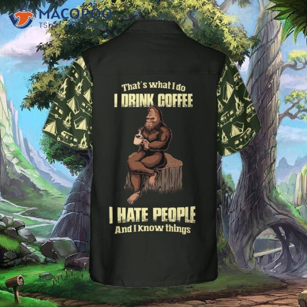 Bigfoot Darryl Drinks Coffee And Hates People. Hawaiian Shirt, Camping Shirt For .