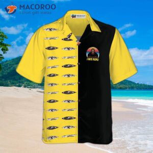 bigfoot darryl loves kayaking and hates people the hawaiian shirt has a dawn palette in black yellow perfect for 2