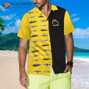 bigfoot darryl loves kayaking and hates people the hawaiian shirt has a dawn palette in black yellow perfect for 3