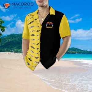 bigfoot darryl loves kayaking and hates people the hawaiian shirt has a dawn palette in black yellow perfect for 4