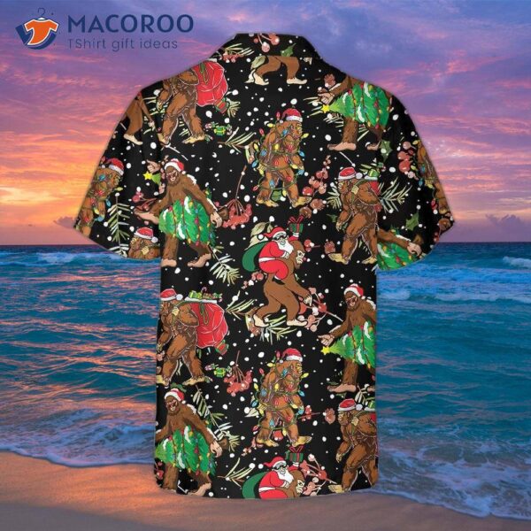 Bigfoot Santa Claus With A Christmas Pattern Hawaiian Shirt, Funny Gift For