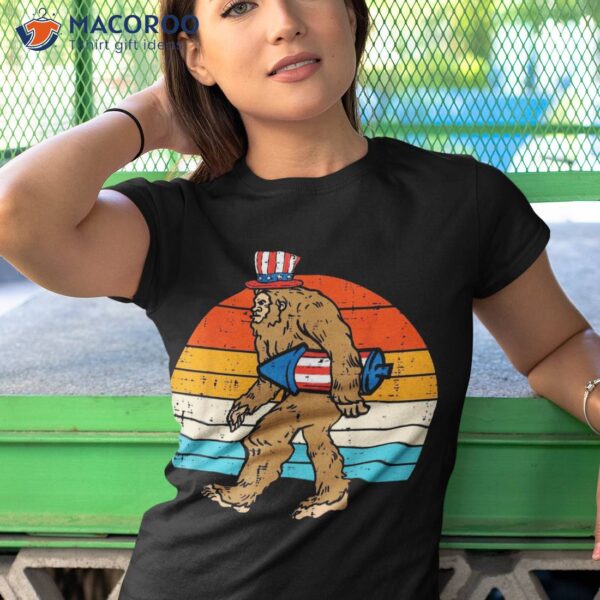 Bigfoot Sasquatch Firecracker American Usa Funny 4th Of July Shirt