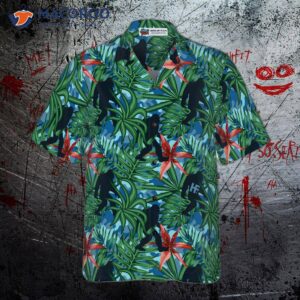 bigfoot silhouette walking hawaiian shirt tropical forest floral shirt for 2