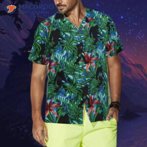 bigfoot silhouette walking hawaiian shirt tropical forest floral shirt for 4