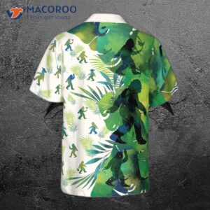 Bigfoot Silhouettes In Tropical Hawaiian Shirts For , Green Sasquatch