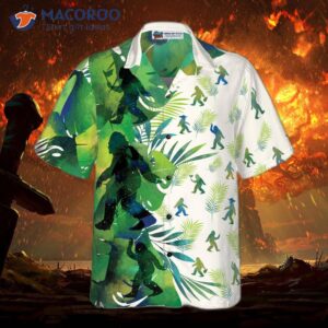 bigfoot silhouettes in tropical hawaiian shirts for green sasquatch 2