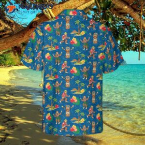 Bigfoot Tourist Hawaiian Shirt, Royal Blue Tropical Aloha Tribal Shirt For