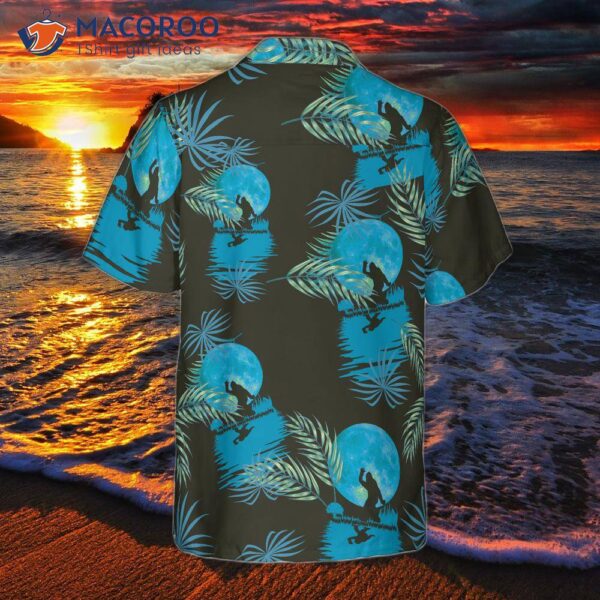 Bigfoot Tropical Blue Moon Hawaiian Shirt, Black And Moonlight Shirt For