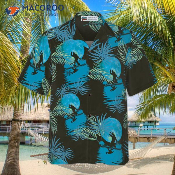 Bigfoot Tropical Blue Moon Hawaiian Shirt, Black And Moonlight Shirt For